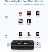 AIYEEN 4-in-1 USB C SD Card Reader Dual Slot OTG Adapter for Micro SD TF (Black) view 6