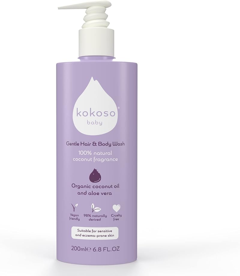 Kokoso Baby Hair & Body Wash 200ml Coconut Oil Aloe Vera 3-in-1