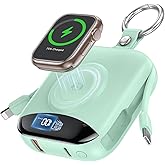 Portable Charger, 10000mAh 22.5W Fast Charging Power Bank with Built-in Cables, Travel Essentials Battery Pack with LED Display for iPhone, Portable iWatch Charger for 11/10/9/8/7/6/5/4/SE/Ultra Green