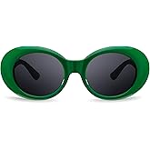 FEISEDY Sunglasses White Oval Clout Goggles for Women Men Retro Round Trendy Rimmed Clueless Costume Frame B2253