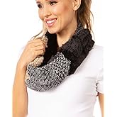 Sakkas Julie Short Wrap Around Two Sided Faux Fur And Ribbed Knit Infinity Scarf