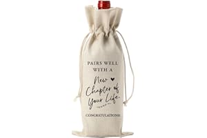 YUANHAO New Chapter Wine Bag, Moving Away Gifts, New Business Owner Gifts, Going Away Gifts for Friends, New Chapter Gifts for Women Men, Pairs Well With a New Chapter of Your Life Wine Bag