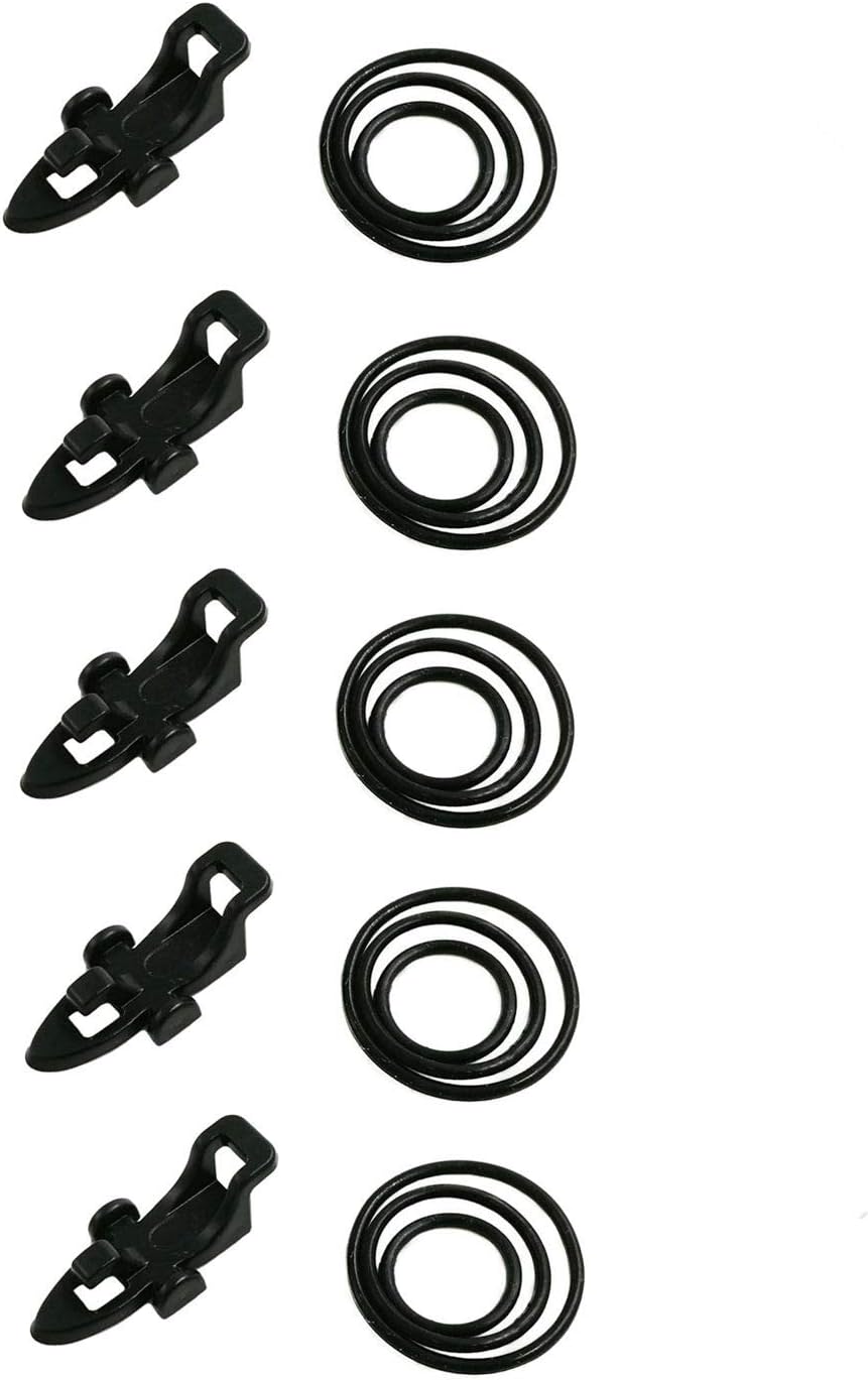 Drchoer Fishing Hooks Keeper Fish Lure Bait Holders with 3 Size Elastic Rubber Rings for Worm Hooks and Treble Hook,5 Sets