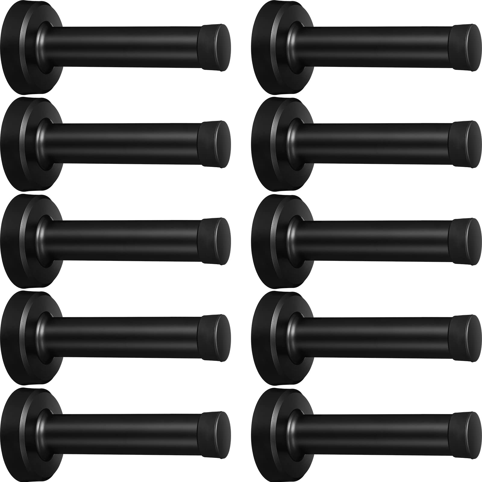 Photo 1 of Funrous 10 Pcs Door Stop 3.7 Inch Heavy Duty 304 Stainless Steel Door Stopper with Rubber Tips Bumper Wall Mounted Wall Protector for Sound Dampening(Black)