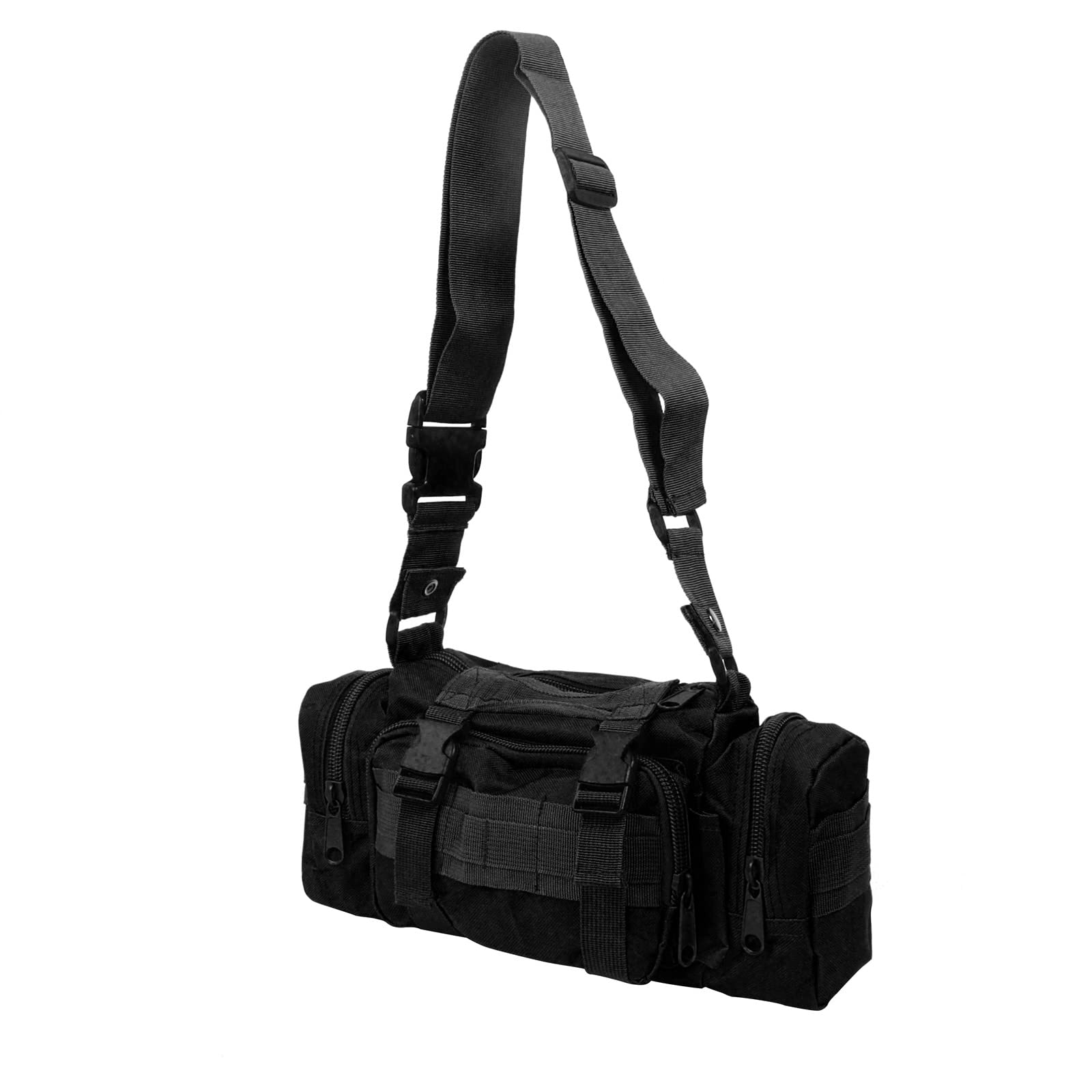 Jipemtra Fishing Bag Fishing Tackle Bag with Rod Holder Water-Resistant Waist Fishing Bag Fishing Gear Bag for Outdoor (Black)