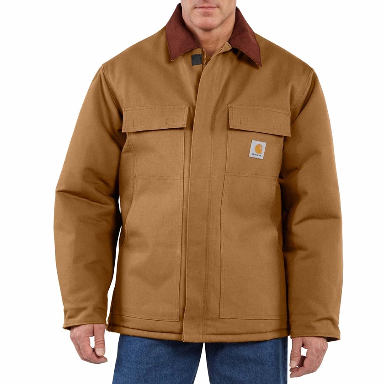 Carhartt Mens Loose Fit Firm Duck Insulated Traditional Coat Work Utility Outerwear, Carhartt Brown, 3X-Large Tall US