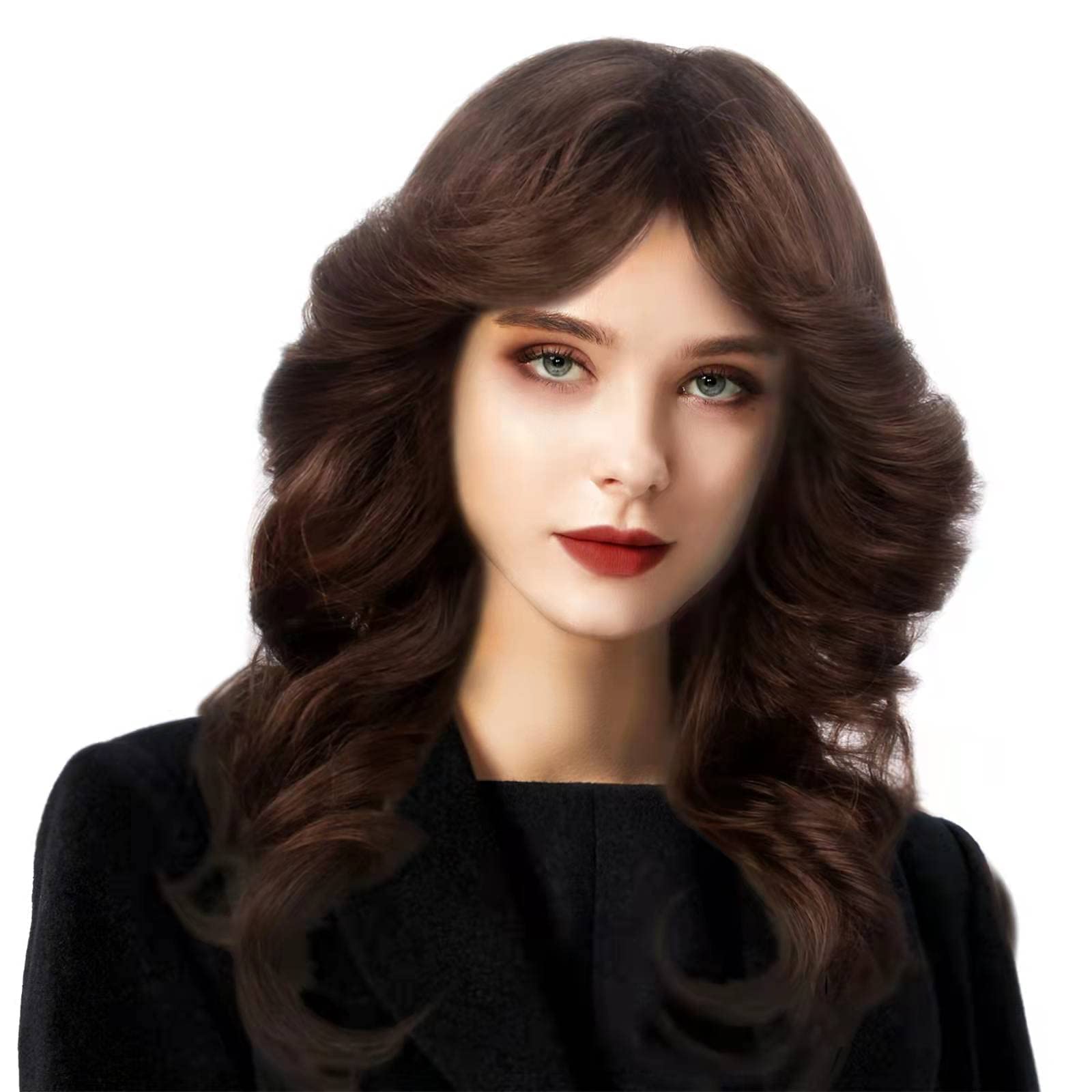 Photo 1 of Baiansyy 70's Disco Wigs - Farrah Fawcett Style Brown Synthetic Full Wig for Women - Halloween, Retro, Cosplay, Party or Daily Life Costume