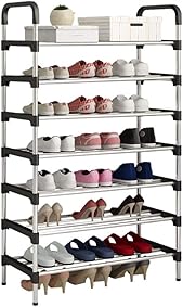 UDEAR Estante para Zapatos de 7 Niveles Organizador de Almacenamiento de Zapatos Estante para Zapatos Negro 56 * 30 * 127 CM 