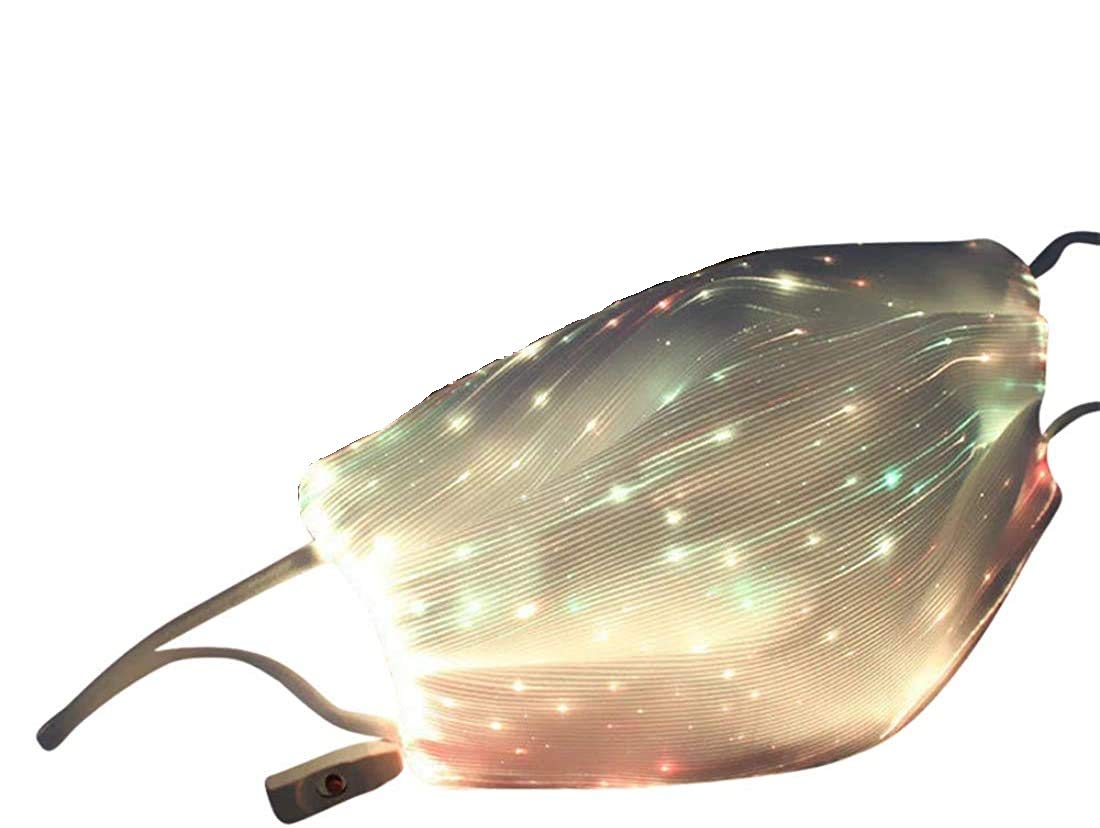Photo 1 of Red Urchin 7 Color Lights LED Light Up Face Mask Glowing Luminous Dust Mask for Party Festival Rave Dancing Includes Rechargeable USB Battery (White)