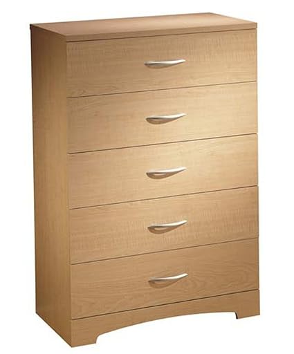 Afydecor Dresser with having Five Spacious Wooden Drawers with Metal Pulls - Brown