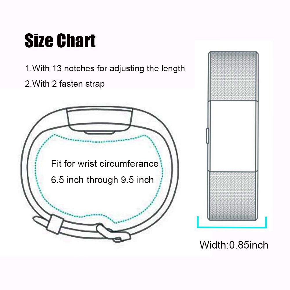 Fitbit Charge 2 Band,Soft Silicone Adjustable Replacement Sport Strap Printed Design Bands with Classic Buckle Fitness Accessory Wristband for Fitbit Charge2 (Pattern-15, Large (Wrist 6.5\