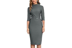 MUXXN Women's 1950s Vintage 3/4 Sleeve Elegant Collar Cocktail Evening Dress