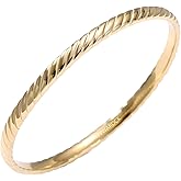 NVWAROCK 4mm 14K Gold Plated Bracelet | Glossy Stackable Minimalism Bangle Bracelet for Women | Solid Plain Round Twisted Flat Polished Bracelet Best Gifts for Love (Gold and Silver)