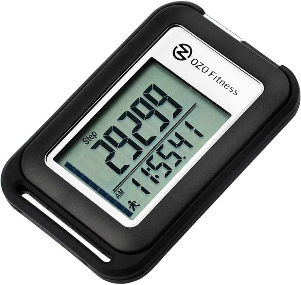 OZO Fitness SC 3D Digital Pedometer | Best Pedometer for Walking. Track Steps & Miles, Calories & Activity Time. Clip on Step Counter for Men, Women & Kids (Lanyard Included)