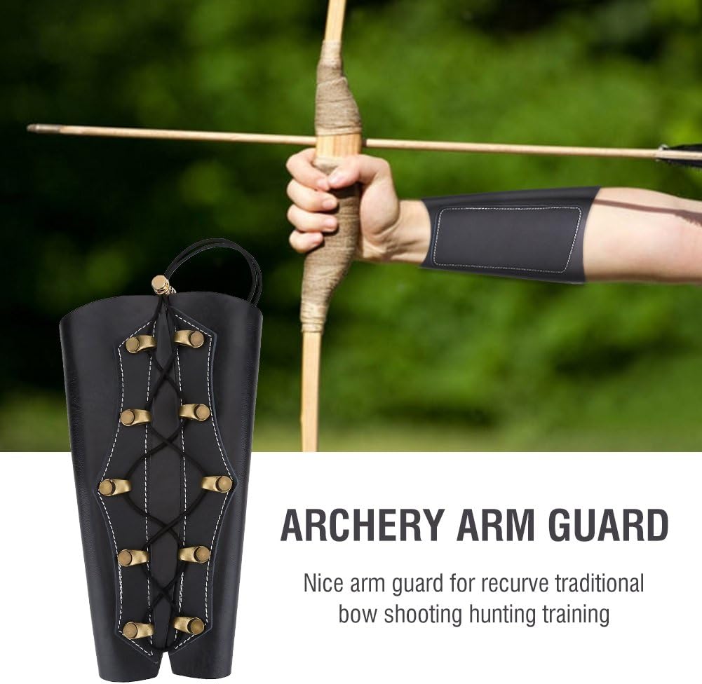 Aosiyp Durable Archery Armband Adjustable Archery Arm Guard Protection Tackle Accessory Leather Forearm Protector Archery Arm Guard Suitable for Bow Hunting Shooting