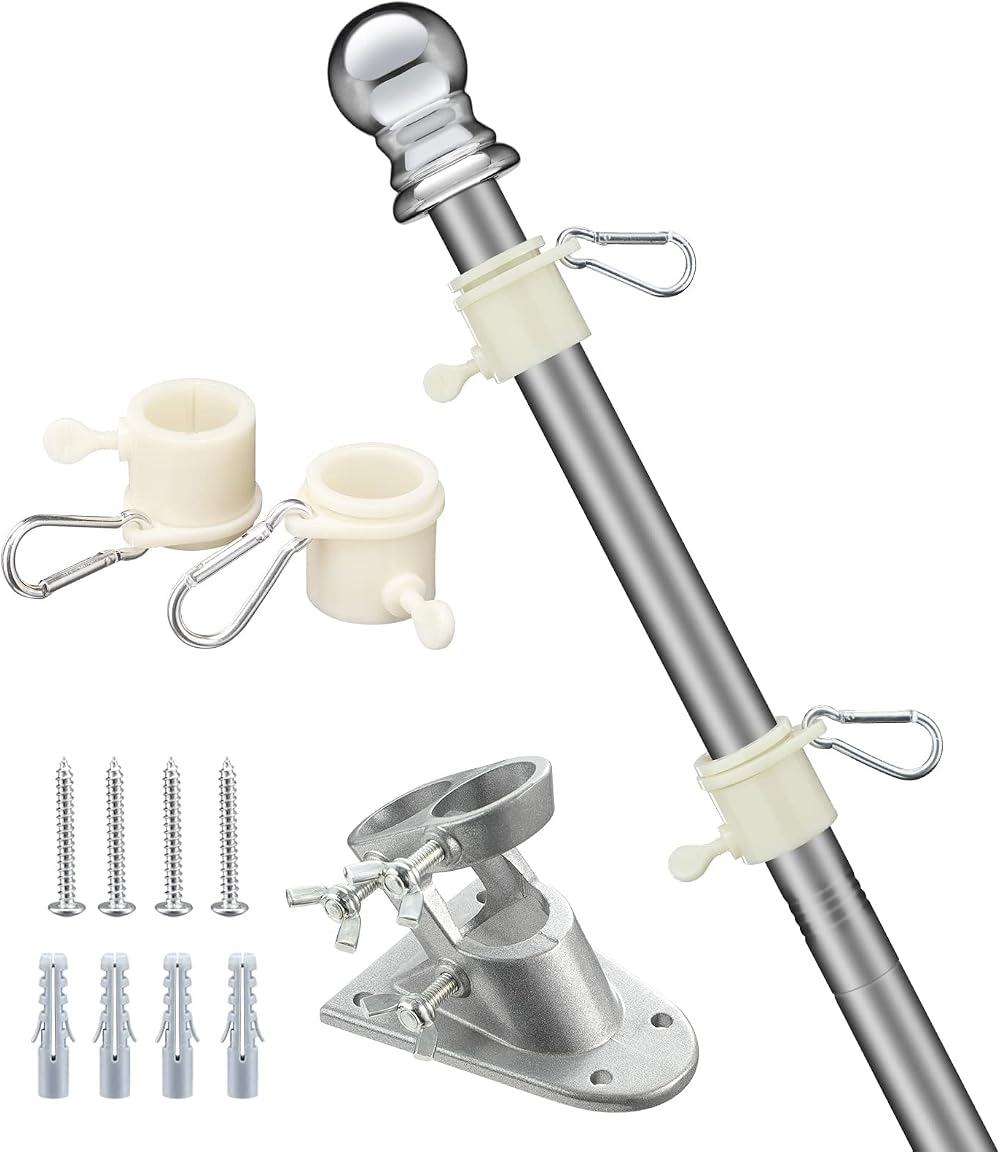 Harrms Flag Pole Kit with Bracket UK Flag Heavy Duty Garden 5FT