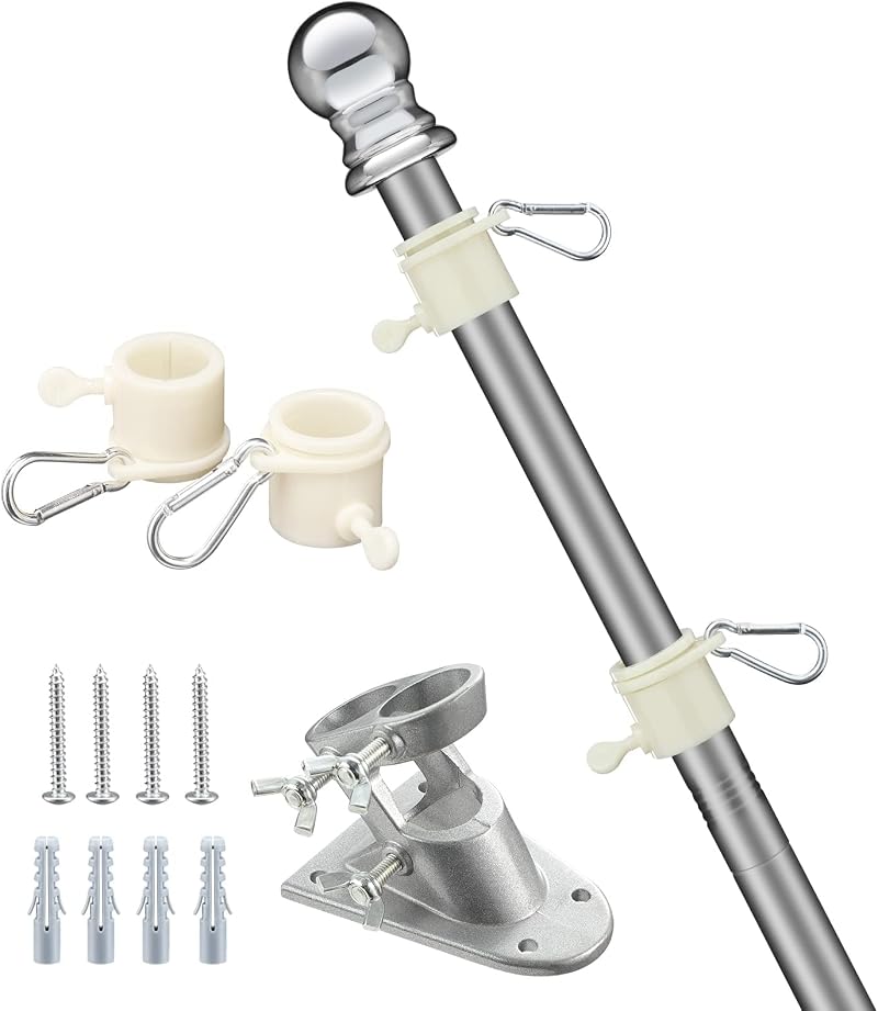 Harrms Flag Pole Kit with Bracket UK Flag Heavy Duty Garden 5FT