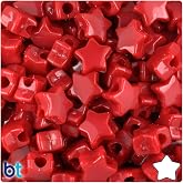BeadTin Red Opaque 13mm Star Pony Beads (250pcs)