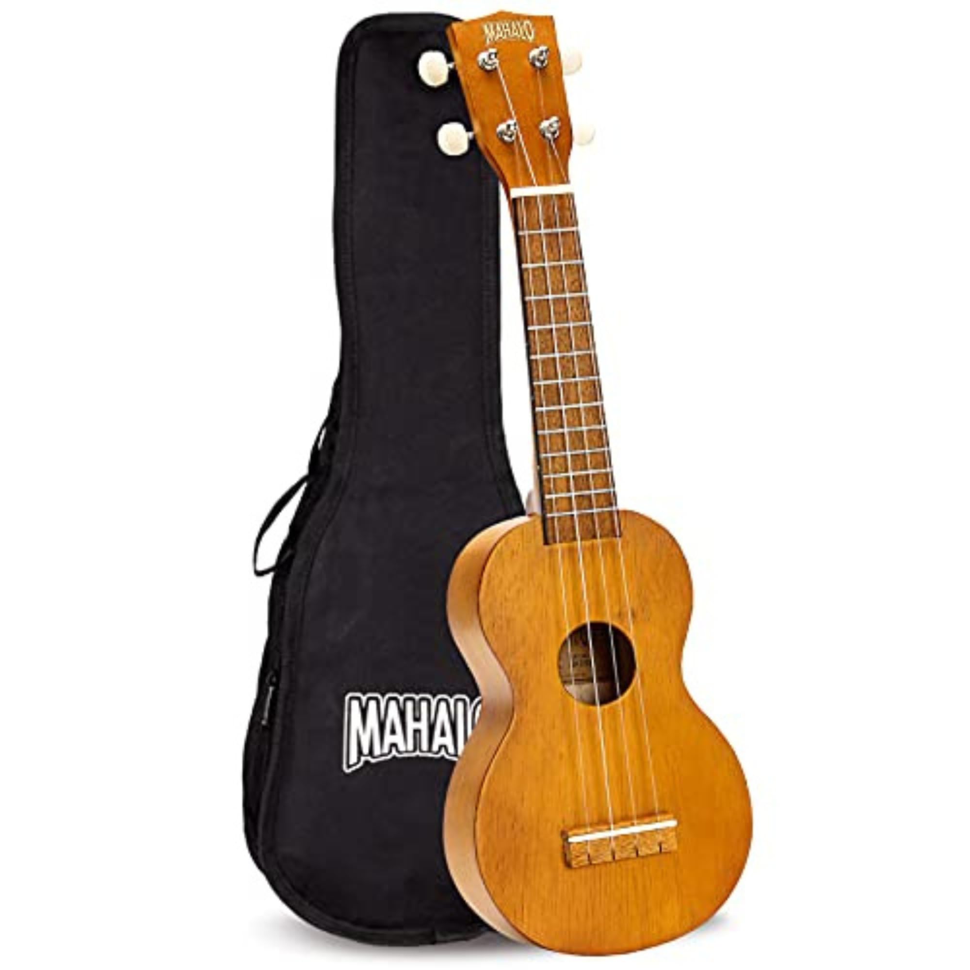 Mahalo Kahiko Soprano Ukulele for Beginners, Quality Musical String Instrument with Geared Machine Head & Instrument Case, Small Ukulele for Kids & Adults, Transparent Brown
