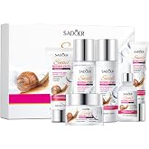 Sadoer Snail Extract Collagen Facial Skincare Set Kit 6 Piece | Face Skin Care Sets Kits,Contains Cleanser Toner Lotion Serums Eye Creams Face Creams,Women Valentine's Day Gifts