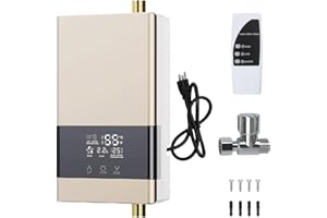 SANHESHUN Tankless Water Heater Electric,110v 3000w Instant Hot Water Heater with Remote Control, Water Temperature Regulating and Adjustable Temperature, LCD Touch Screen for Kitchen and Bathroom,Gold