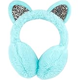 Cute Cat Earmuff for Kids, Girls Soft Plush Sparkling Ear Warmers Winter Earmuff Adjustable Covers for Outdoor