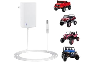 YEAOI 24V Charger for Kids Ride On Cars, Battery Charger for Ride On Toys, Charging Cable with Indicator Light, White, 6.0 ft