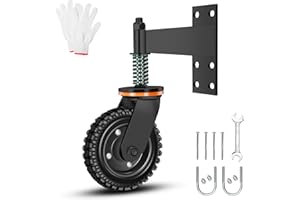 WOUDY 8 Inch Heavy Duty Fence Gate Wheel - 600lb Capacity for Metal Tube Gates With 360 Degree Rotation Spring Loaded Caster - Includes Screws and Screwdriver - Durable Wheel for Smooth Operation (Black)