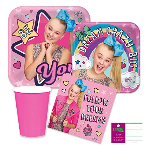 Jojo Siwa Party Supplies for 16 Guests - Paper Plates, Napkins, Cups - Thumbnail 6