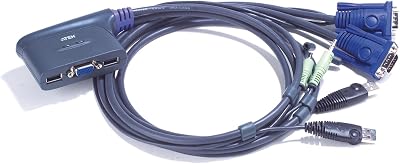 ATEN 2-Port USB VGA KVM Switch Audio 0.9m CS62US 2048x1536 DDC2B Windows Linux