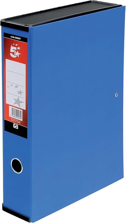 Nuevo, 5 Star – Caja archivador con compresor de papeles y asa exterior (75 mm, tamaño folio), color azul [unidades 5]: Amazon.es: Oficina y papelería