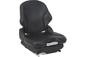 K&M Grammer MSG65/531 Low-Profile Vinyl Replacement Suspension Seat for Turf, Material Handling and Construction Equipment - Black, Model Number 7882