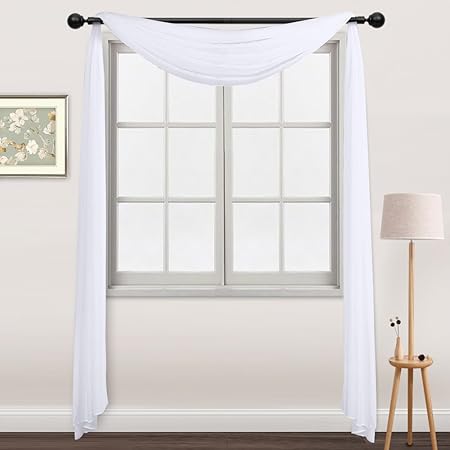 Nicetown 60 X 216 Inch Sheer Voile Scarf Valance Curtain Panel