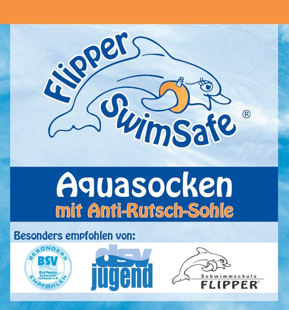 Flipper Swimsafe 1054 Aqua Socks with Non-Slip Sole in Blue/Orange for Children and Toddlers Size 31-34 - Image 4