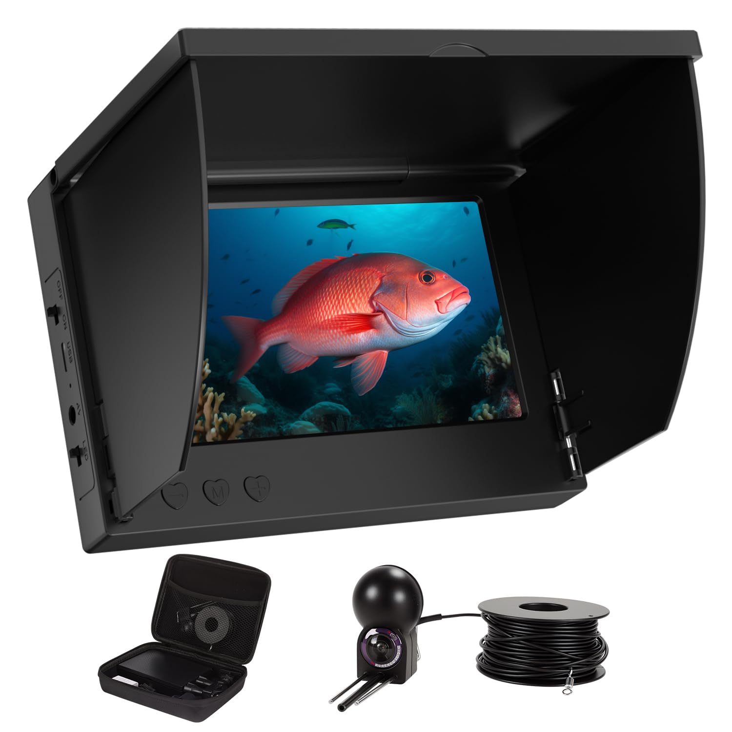 Photo 1 of **MISSING CAMERA MONITOR ONLY*** Underwater Fishing Camera 5 Inch, 1000TVL IPS Monitor Fish Finder, Wide Angle IP68 Waterproof, Infrared Night Vision with 65ft Cable for Ice, River and Boat-S1