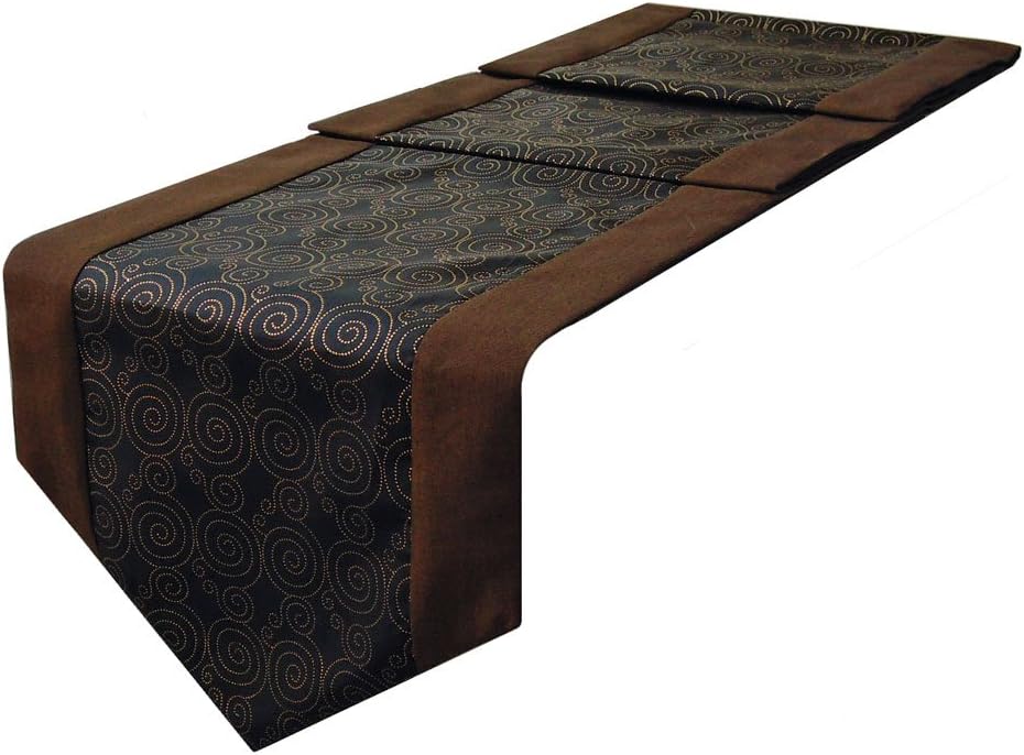 Table Runner Thai Silk & Cotton Brown & Black Color with