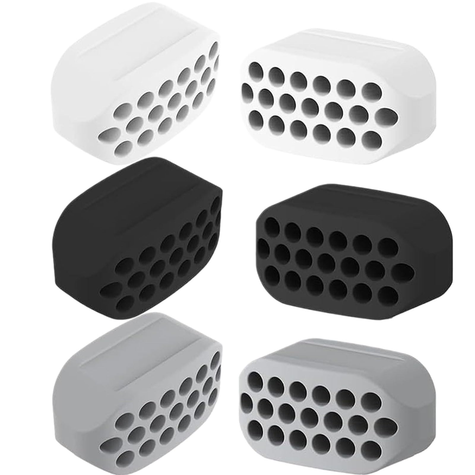 RSYHVG 6 PCS Jaw Trainer, Double Chin Jaw Exerciser, Jawline Exerciser Chew, Strengthen and Regulate Facial Muscles Jawline Face Trainer for Men Women Everyone (Black White Gray)