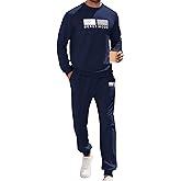 Babioboa Men's 2 Piece Outfits Long Sleeve Pullover Sweatshirt Tracksuit Jogger Sweatpants Sweatsuit Set