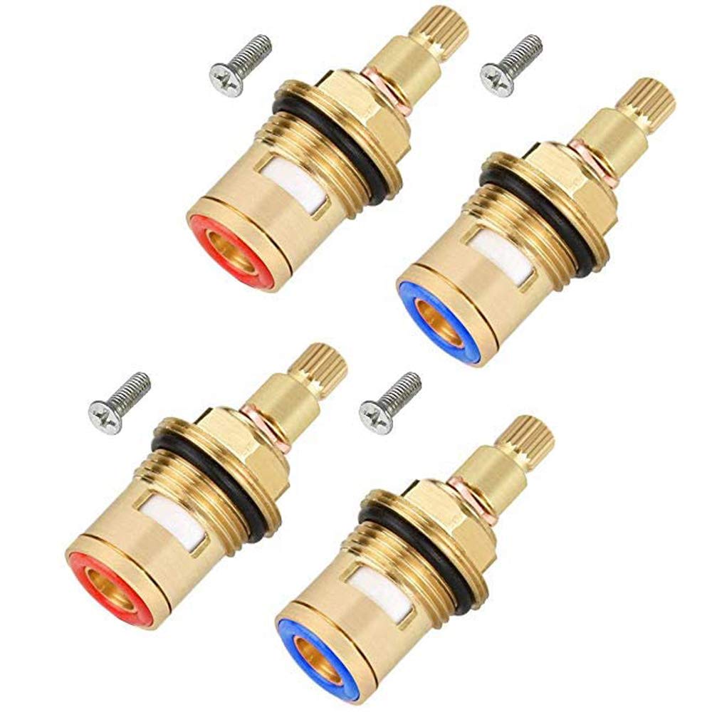 4Pcs Ceramic tap Cartridge, Tap Cartridges, Replacement Tap Valves Brass Ceramic Stem Disc Cartridge Faucet Valve Quarter Turn 1/2" for Bathroom Kitchen Tap
