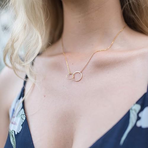 Dear Ava Infinity Interlocking Double Circle Connecting Necklace For Women : Dear Ava Infinity Interlocking Double Circle