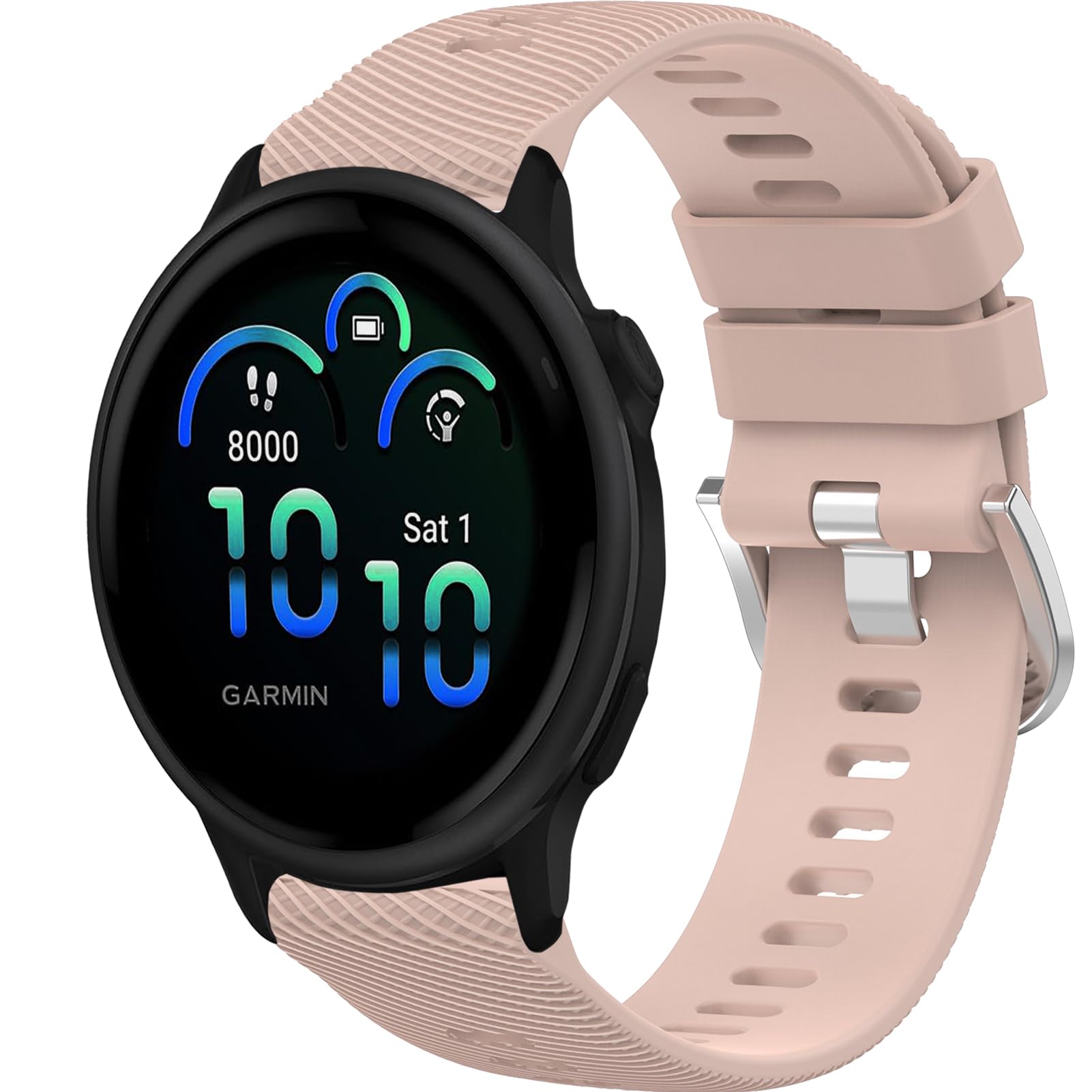 Wownadu 20mm Watch Strap Compatible for Garmin Vivoactive 6/5/3 Straps, Replacement Silicone Band Compatible for Polar Ignite 3/2/1, Unite/Pacer, Pink (No Watch)