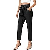 GRACE KARIN Women Work Pants, Paper Bag High Waist Bow Tie Dressy Trousers, Office Business Casual Outfits