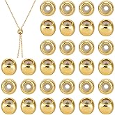 PH PandaHall 18K Gold Plated Slider Beads 60pcs 7mm Silicone Stopper Beads Adjustable Brass Rubber Bead Positioning Spacer Bead for Summer European Bracelets Necklace Earring Jewelry Making