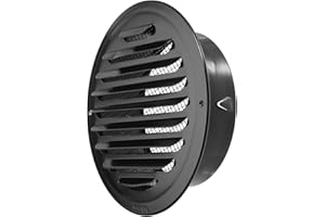 OGANAZI 6 Inch Stainless Steel Air Vents Round Black Soffit Vent Cover Air Vent Flat Ducting Air Outlet with Built-in Fine Mesh for Kitchen, Bathroom, Garage, Office and Warehouse Ventilation