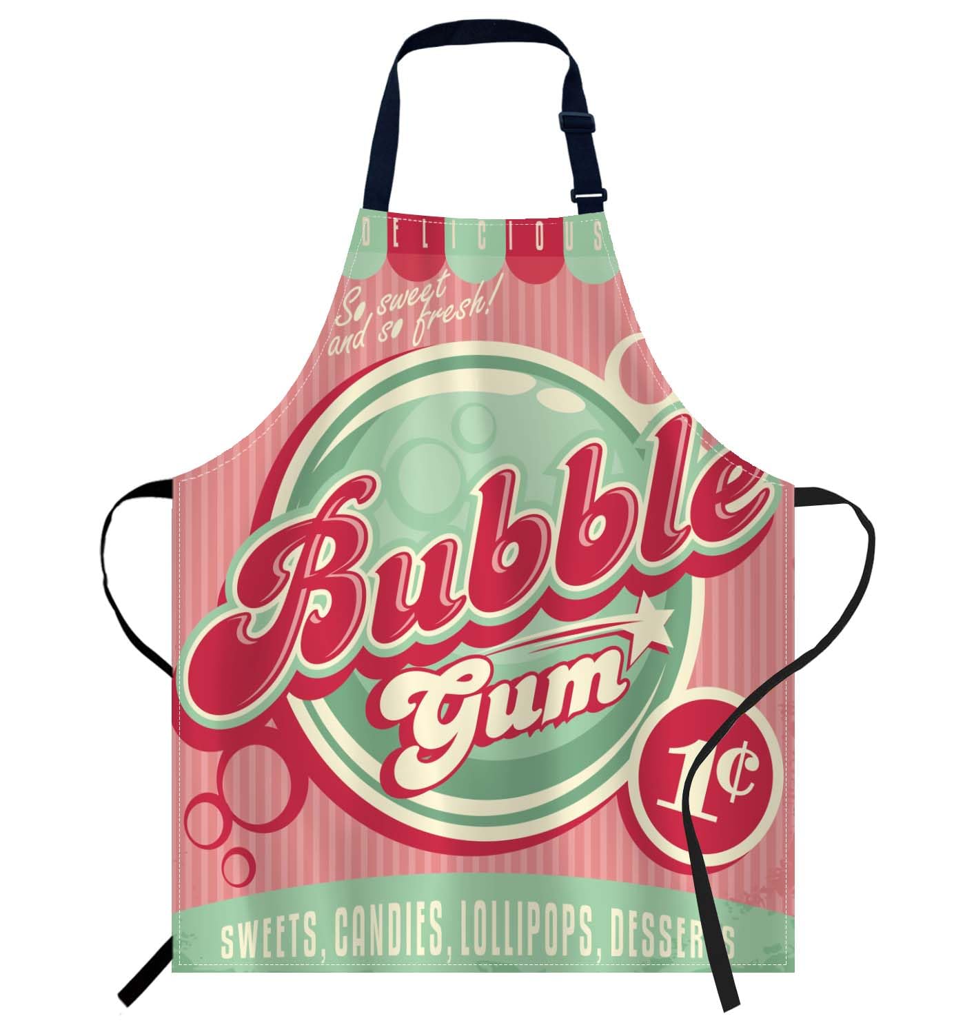 Smooffly Vintage Poster Template for Bubble Gum Apron Adjustable Apron Cooking Kitchen Chef Women Men Aprons for Home Kitchen, Restaurant, Coffee House, Baking Gardening BBQ — image 1