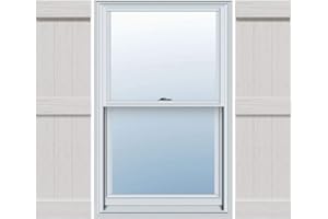 Ekena Millwork 16 1/8"W x 62"H Timberthane Faux Rustic Three Board Joined Board-n-Batten Faux Wood Shutters w/End Batten, Rough Cedar (Per Pair)