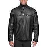 Cafe Racer Real Lambskin Leather Jacket for Men Black Biker Slim Fit Cafe Racer Motorcycle Leather Jacket
