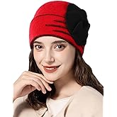 Sumolux Beanie Hats for Women Wool Skull Cap Beret Floral Cuffed French Vintage Dress Cloche Classic Winter 1920s