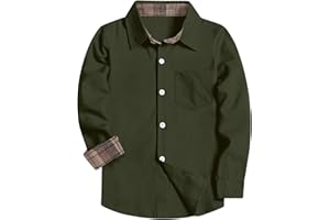 SANGTREE Mens and Boys 100% Cotton Long Sleeve Dress Shirts Button Down Shirt with Single Chest Pocket, 3 Months - Adult 4XL