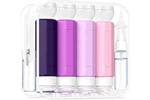 Redfly 17PCS Travel Bottles for Toiletries, TSA Approved Travel Size Containers, Leak Proof Travel Containers for Toiletries, Silicone Travel Kit for Shampoo, Conditioner, Lotion & Creams Purple